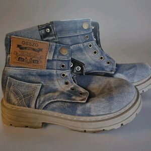 GSSZO Chunky Denim Work Boot Style Street Wear Rugged Urban Grit Lug Soles Men 7